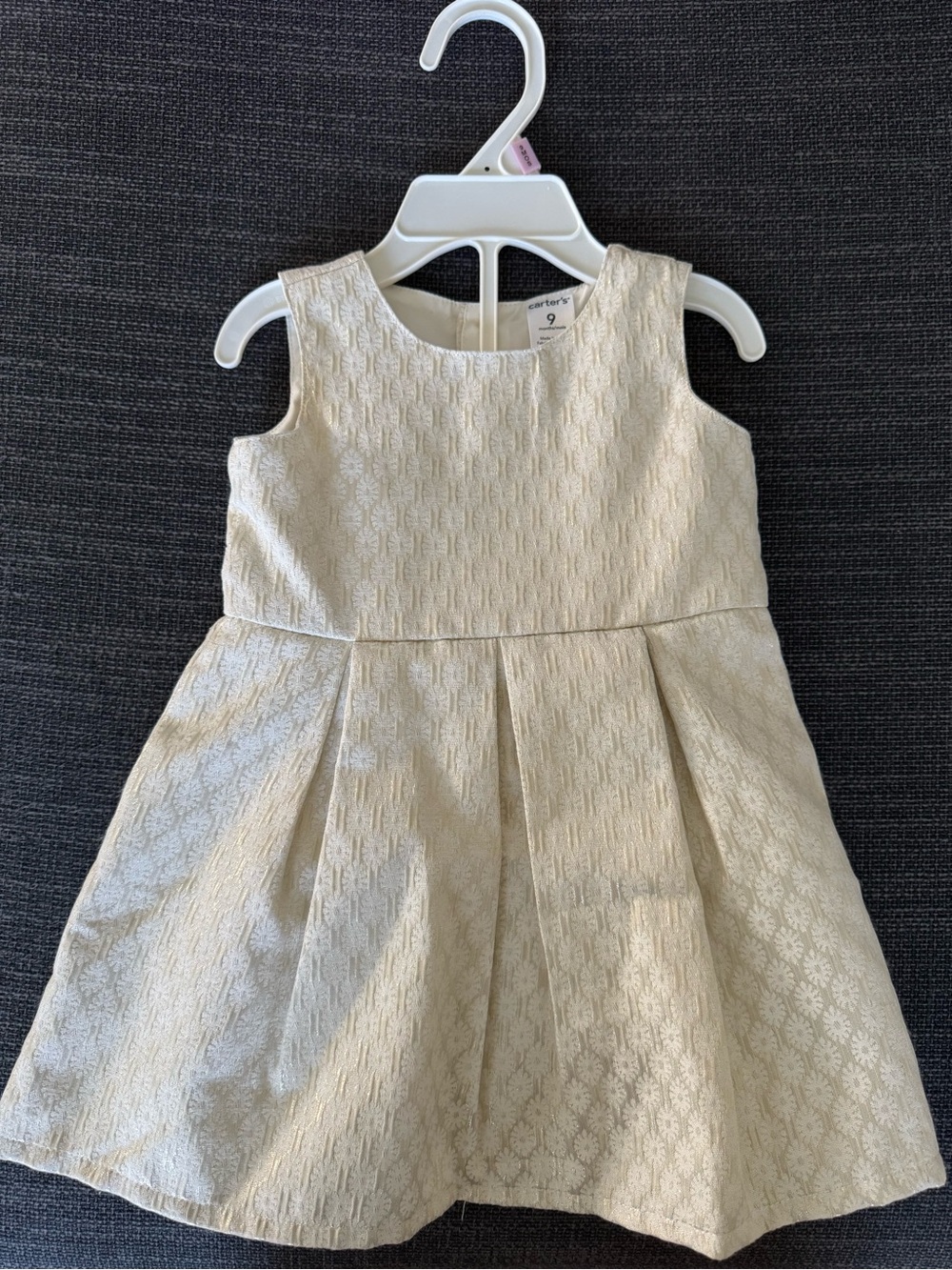 NWT Carters white and gold dress for baby girl 9 months
